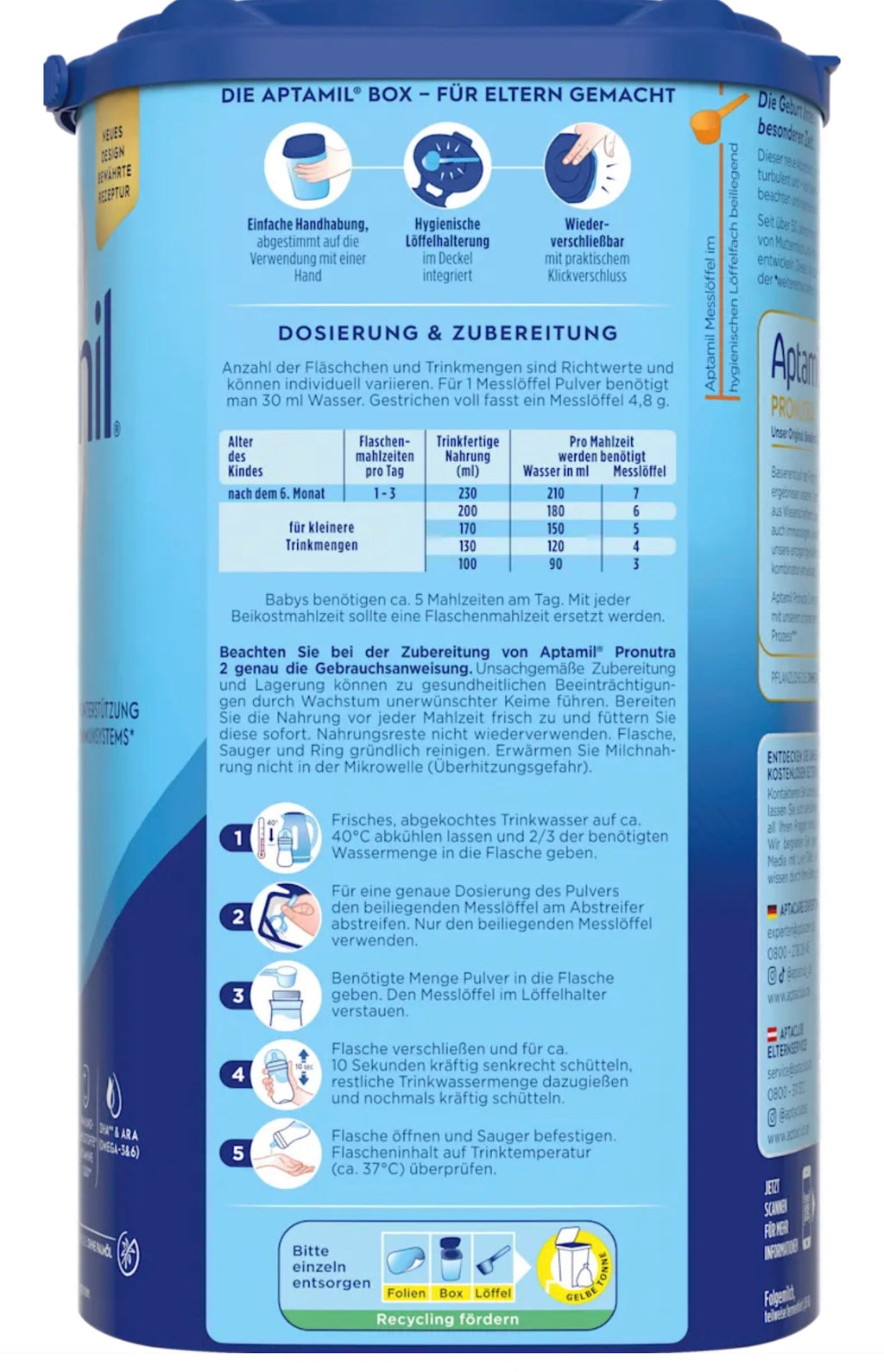 Aptamil 2 Folgemilch (ab dem 6. Monat) – Deutsche Original-Babynahrung 800 g