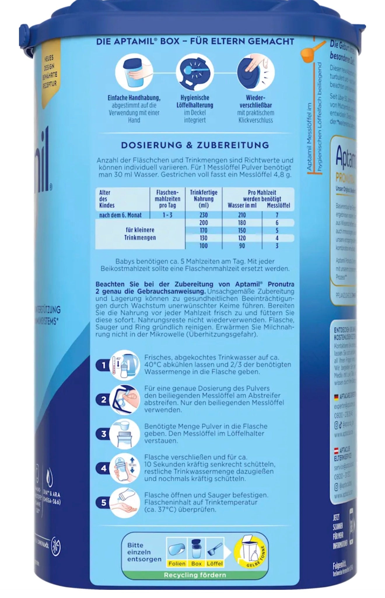 Aptamil 2 Folgemilch (ab dem 6. Monat) – Deutsche Original-Babynahrung 800 g