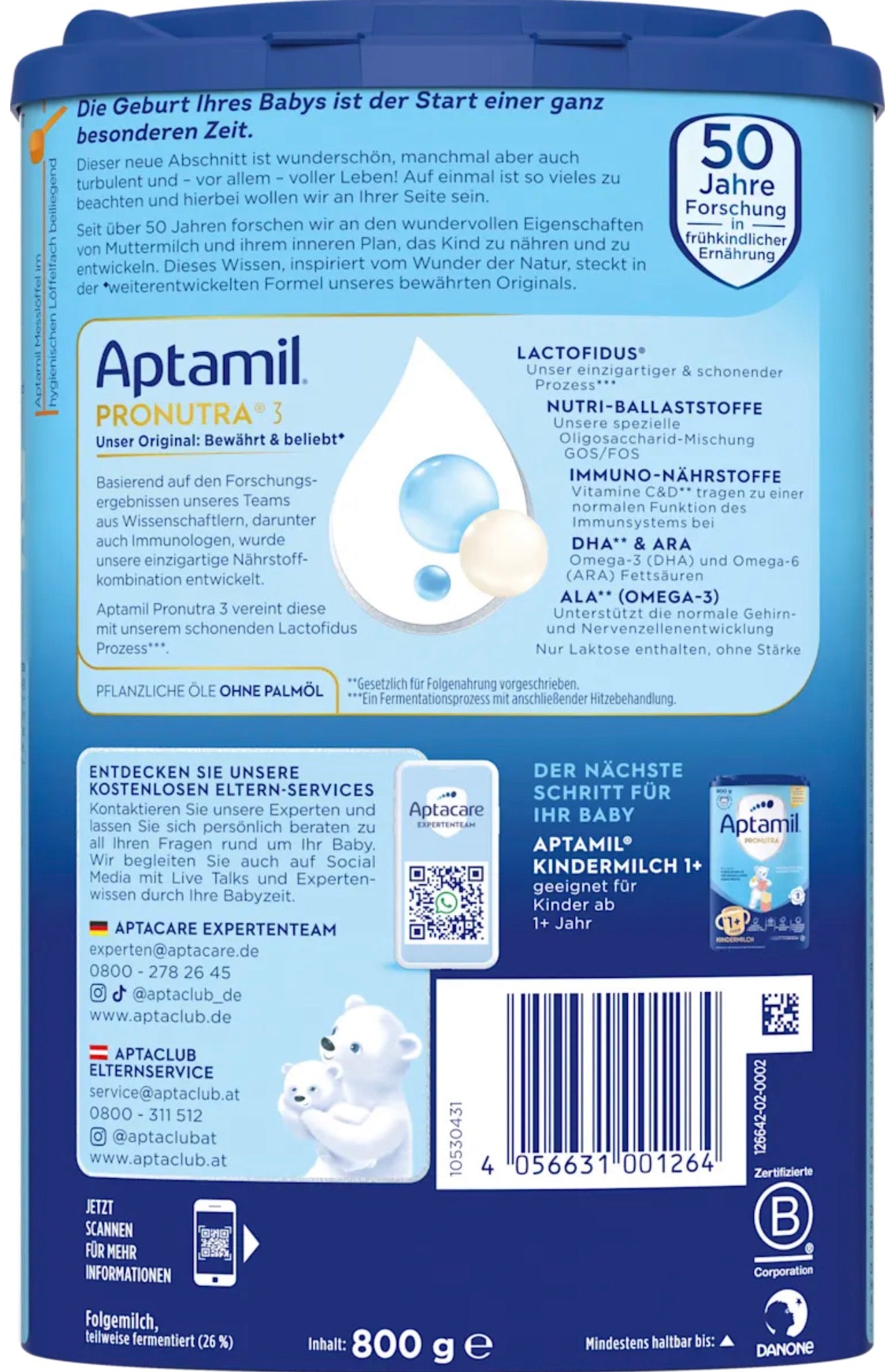 Aptamil 3 Folgemilch (ab 10 Monaten) – Deutsche Original-Babynahrung 800 g