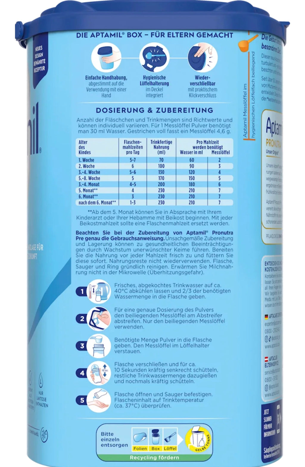 Aptamil Pre Anfangsmilch 800 g – Original aus Deutschland