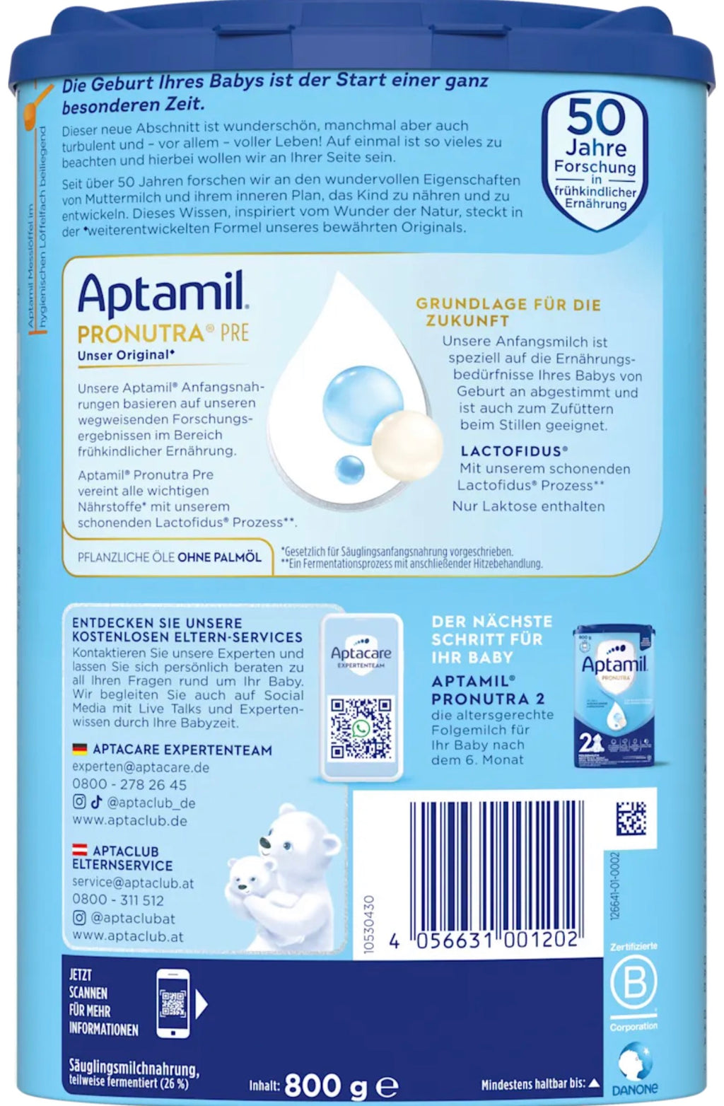 Aptamil Pre Anfangsmilch 800 g – Original aus Deutschland