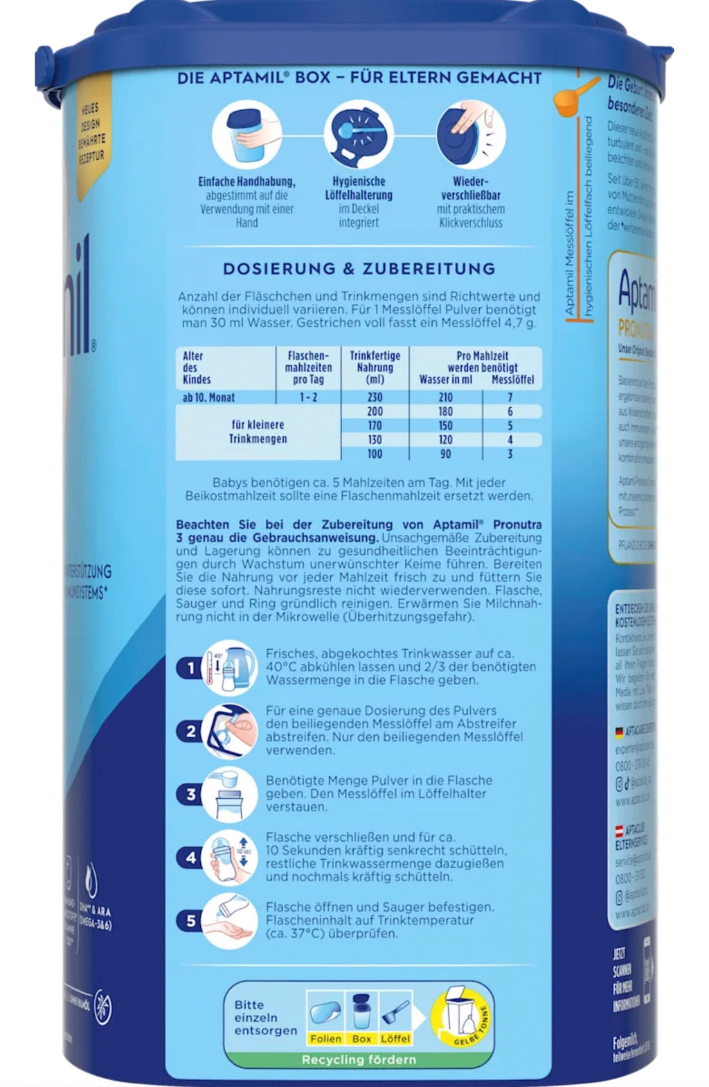 Aptamil 3 Folgemilch (ab 10 Monaten) – Deutsche Original-Babynahrung 800 g