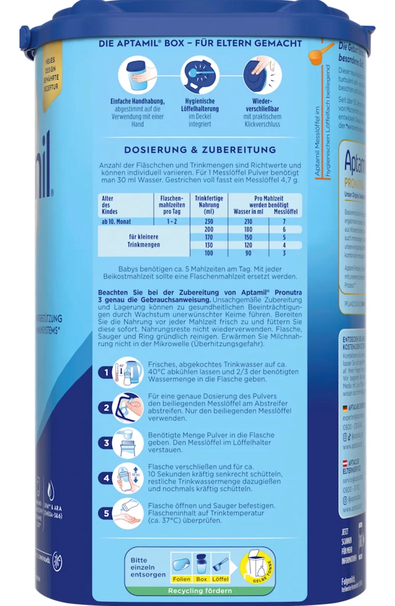 Aptamil 3 Folgemilch (ab 10 Monaten) – Deutsche Original-Babynahrung 800 g