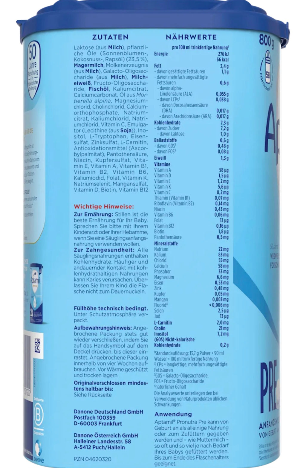 Aptamil Pre Anfangsmilch 800 g – Original aus Deutschland